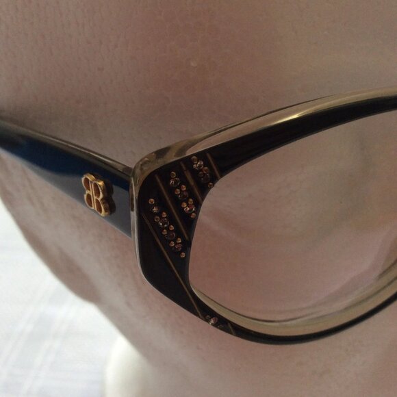 60's or early 70's Balenciaga black glasses with rhinestones, perfect condition - Picture 3 of 3